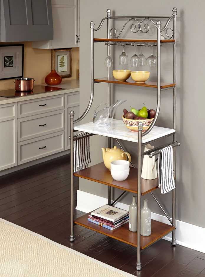 Стеллаж для кухни (46 фото): выбираем деревянную или металлическую этажерку для бытовой техники и посуды, особенности стеллажей на колесиках
