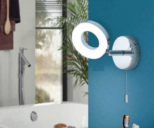 Настенные светильники в ванную комнату (51 фото): круглый плафон с выключателем для туалета