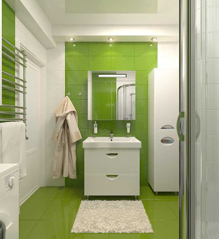 Использование зеленого цвета в дизайне и отделке интерьера ванной