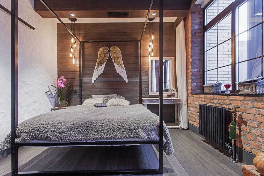 Кровать в стиле «лофт» (53 фото): особенности стиля и дизайн мебели, идеи в интерьере