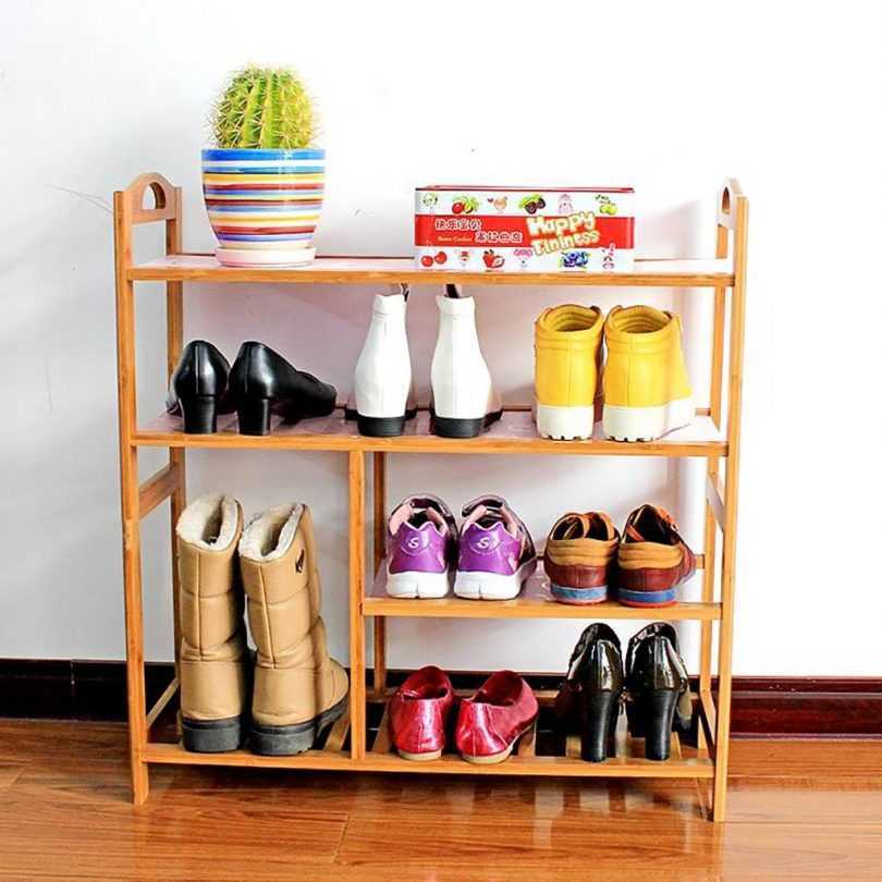 Этажерка для обуви в прихожую: деревянная обувница с сиденьем и узкий металлический стеллаж, другие модели и рекомендации по выбору