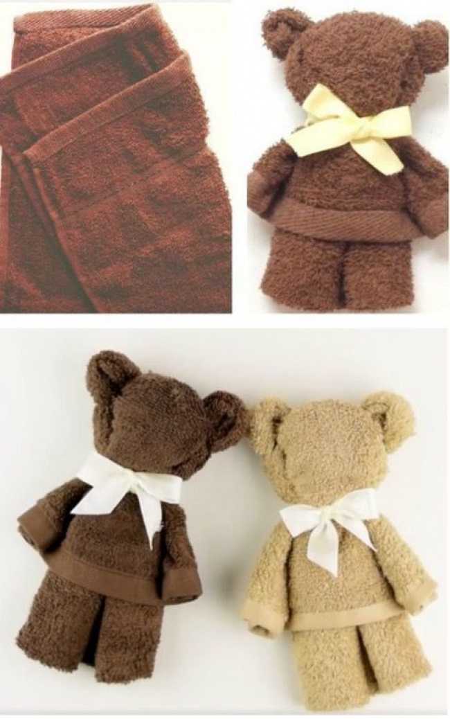 Как сделать медведя из полотенца?