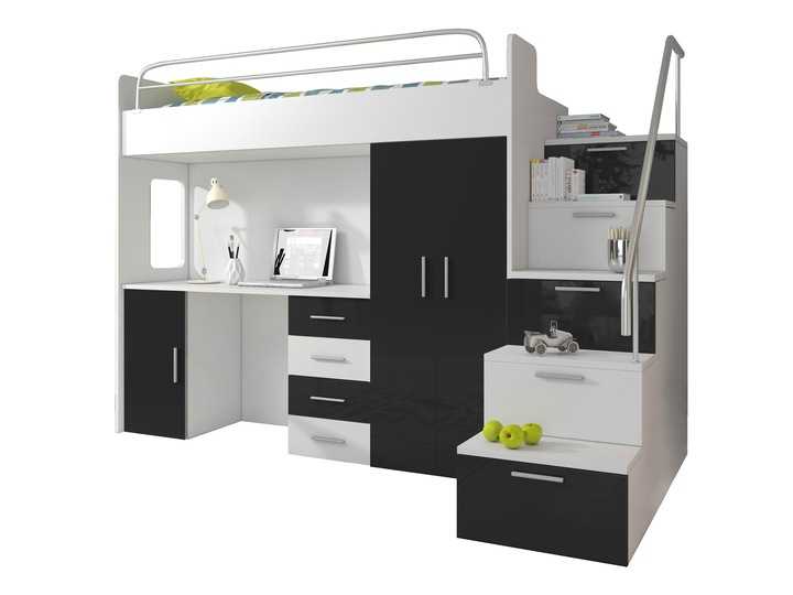 Двухъярусная кровать с письменным столом и шкафом для детей: спальное место и рабочая зона