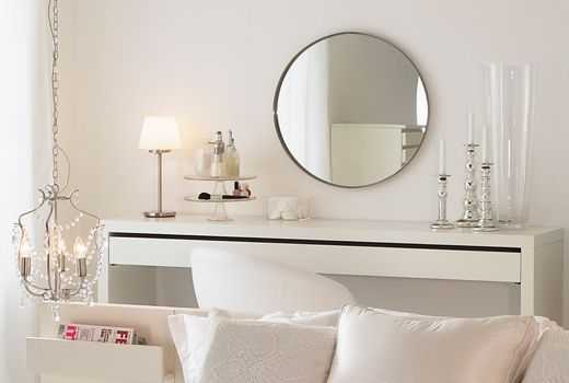 Туалетные столики ikea (38 фото): белый стол для спальни с подсветкой и зеркалом, варианты в интерьере