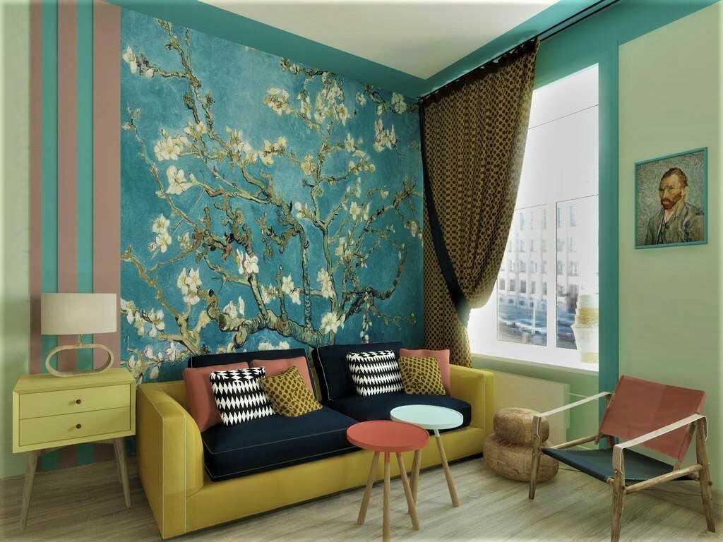 Обои «ван гог» (51 фото): панно с цветущим миндалем и сакурой в интерьере, отзывы о коллекции для стен