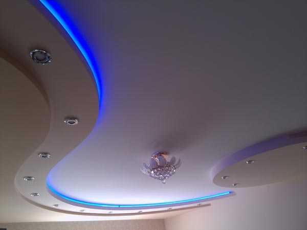 Двухуровневые натяжные потолки с подсветкой: интересные идеи в интерьере