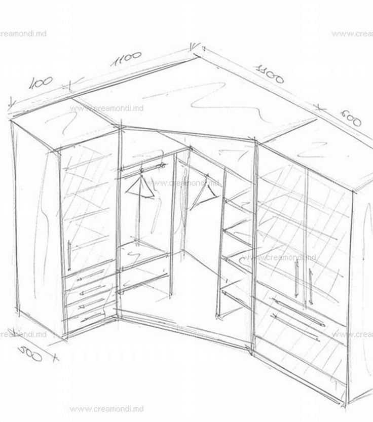 Эскиз углового шкафа купе - 80 фото