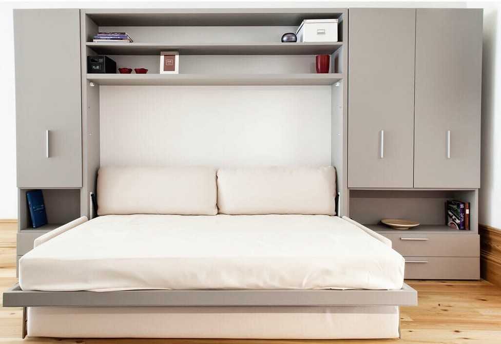 Двуспальные кровати-трансформеры: откидная от стены шкаф-кровать для малогабаритной квартиры