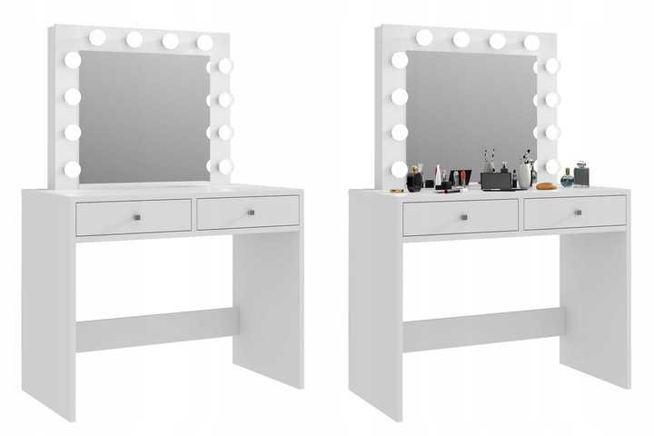 Гримерный столик с зеркалом и подсветкой: туалетный зеркальные стол с лампочками для макияжа и визажа