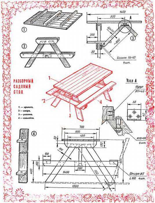 Инструкция по сборке скамейки-трансформера своими руками с чертежами и размерами