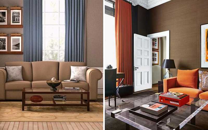 Какой цвет напротив коричневого. Кофейный диван в интерьере гостиной. Коричневый пол и коричневый диван. Сочетание серого и коричневого в интерьере. Сочетание коричневого в интерьере.