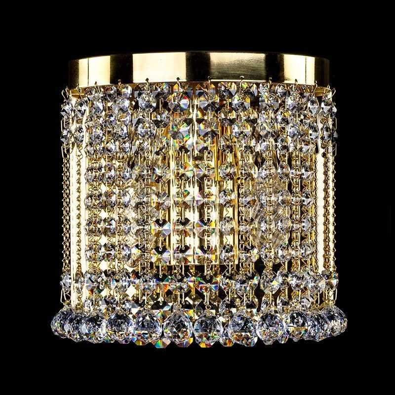 Хрустальные бра: настенные светильники с подвесками из чешского черного хрусталя с золотом