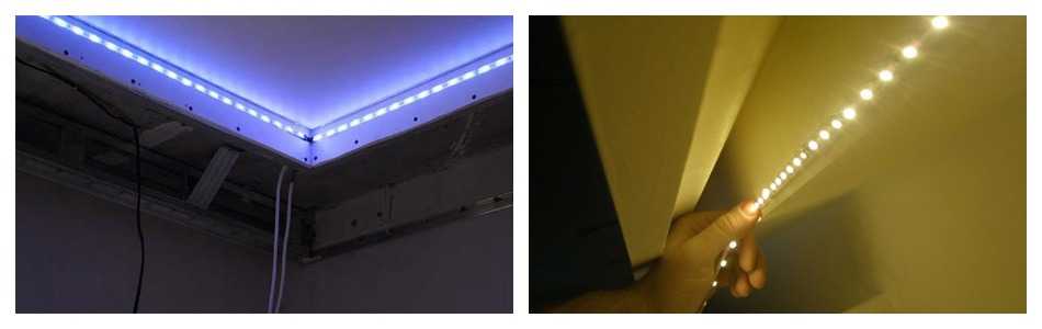 Потолок с подсветкой по периметру (33 фото): как сделать своими руками, подсветка под потолочным плинтусом
