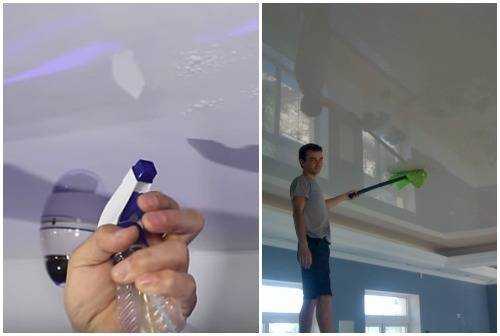 Как мыть натяжные потолки?