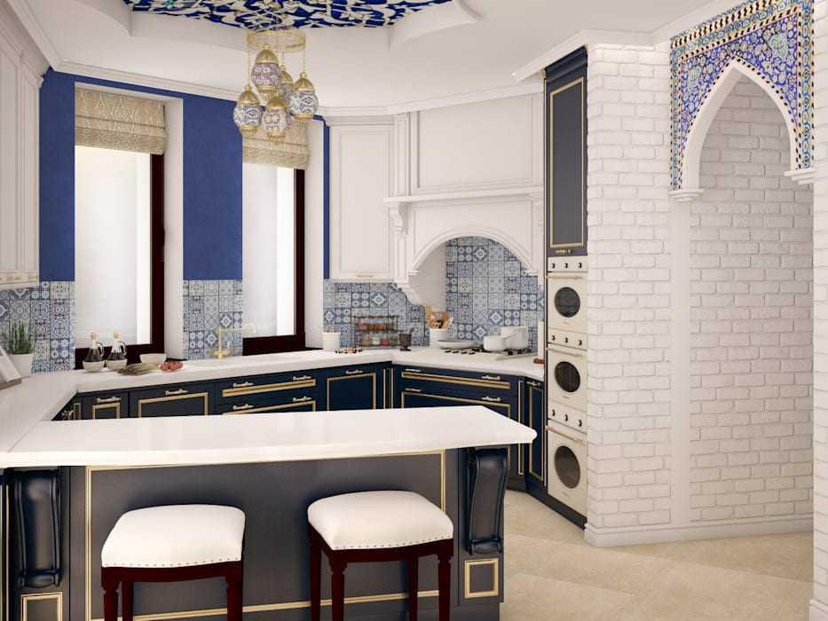 Марокканская плитка на кухне: фартук и посуда в интерьере
