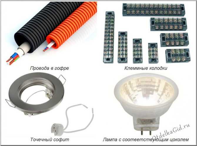 Распределение проводки при установке точечных светильников для гипсокартонных потолков